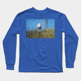 White Ibis At The Edge of Laguna Madre Long Sleeve T-Shirt